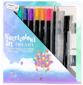 ZESTAW SZKICOWNIK I PISAKI AKWARELOWE WODNE