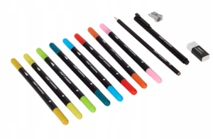 ZESTAW SZKICOWNIK I PISAKI AKWARELOWE WODNE