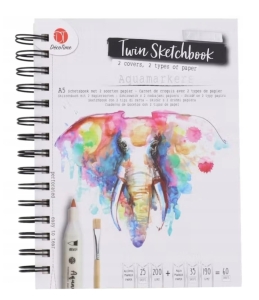 ZESTAW SZKICOWNIK I PISAKI AKWARELOWE WODNE