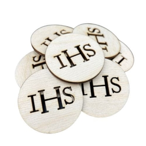 Drewniane Scrapki Hostie IHS Komunia 10szt