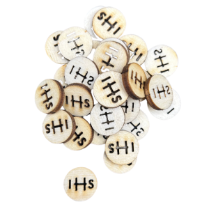 Drewniane Scrapki Hostie IHS Komunia 10szt