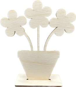 Drewniany Dekor Kwiatek w Doniczce