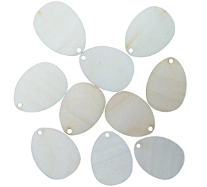Jajka Drewniane Dekor Zawieszka z Dziurką 3cm 10szt