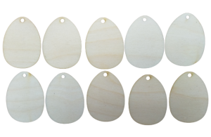 Jajka Drewniane Dekor Zawieszka z Dziurką 5cm 10szt