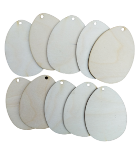 Jajka Drewniane Dekor Zawieszka z Dziurką 7cm 10szt