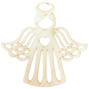 Elegancki, Ręcznie Wycinany Drewniany Anioł - Dekoracyjny Sklejka, 20cm