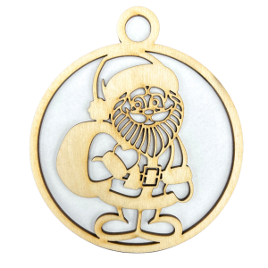 Bombki Drewniane z Motywem Mikołaj Dekor ze Sklejki Decoupage Zawieszka