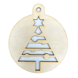 Drewniana Bombka Zawieszka Świąteczna ze Sklejki Ozdoba na Choinkę