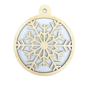 Drewniana Bombka Śnieżynka Świąteczna Zawieszka na Choinkę ze Sklejki