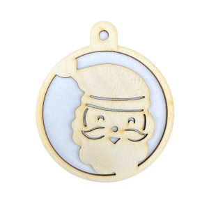 Drewniana Bombka Mikołaj Gwiazdor Zawieszka Świąteczna ze Sklejki