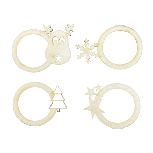 Drewniana Obręcz w Kształcie Obrączki na Serwetnik 4szt