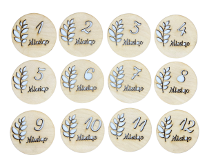 Tabliczki do Zdjęć Drewniane dla Dziecka z Miesiącami Dekoracja Pamiątka