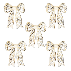 Drewniany Dekor Kokardka Ozdobna Decoupage 5szt