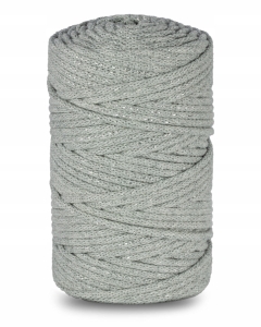Sznurek Pleciony 5mm Srebrna Nitka Szary 50m