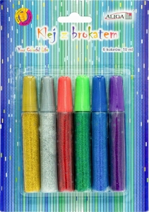 KLEJE BROKATOWE 10ml 6sztuk Kolorowe