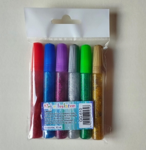 KLEJE BROKATOWE 10ml 6sztuk Kolorowe