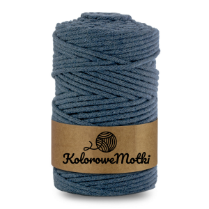 Sznurek bawełniany pleciony 100m 5mm Jeansowy