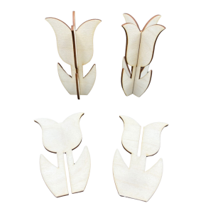 Drewniane Kwiaty Tulipany 3D - Prezent Dekoracyjny do Decoupage