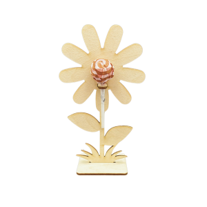 Dekor Drewniany Kwiat Stojak na Lizaka Podstawka Stojąca 16,5cm Decoupage