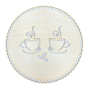 Baza dno Kosza Spód dno ze Sklejki do Koszyka Decoupage wzór Kawa 30cm