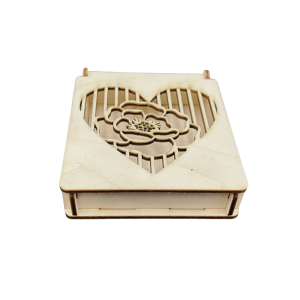 Drewniane Pudełko Ażurowe do Decoupage na Prezent wzór Serce
