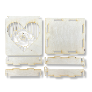 Drewniane Pudełko Ażurowe do Decoupage na Prezent wzór Serce