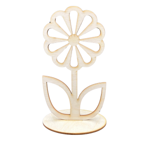 Drewniany Kwiatek na Podstawce Dekor do Decoupage 17cm
