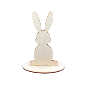 Drewniany Zając na Postawce Królik Decoupage ze Sklejki 15cm