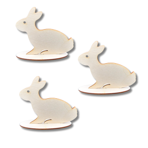 Drewniany Zając na Podstawce ze Sklejki Zając Wielkanocny 10cm 3szt