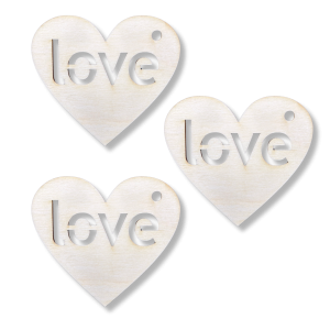 Drewniana Zawieszka ze Sklejki do Decoupage wzór Serce Love Miłość 3szt