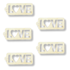 Drewniana Zawieszka Dekor ze Sklejki Decoupage Wzór Bilecik Love 5szt