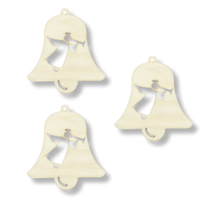 Drewniana Zawieszka ze Sklejki do Decoupage Dzwoneczek 3szt
