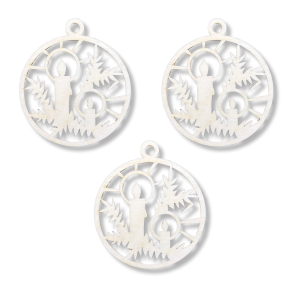 Drewniana Bombka zawieszka na Choinkę Dekor wzór Świeca