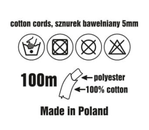 Sznurek bawełniany pleciony ze złotą nicią 100m 5mm Kość Słoniowa