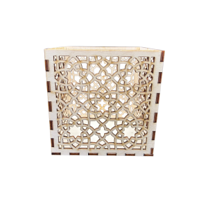 Lampion Drewniany ze Sklejki Dekor Pudełko wzór Świecznik 11cm