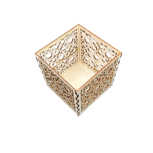 Lampion Drewniany ze Sklejki Dekor Pudełko wzór Świecznik 11cm