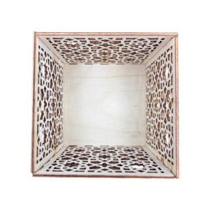 Lampion Drewniany ze Sklejki Dekor Pudełko wzór Świecznik 11cm