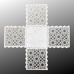 Lampion Drewniany ze Sklejki Dekor Pudełko wzór Świecznik 11cm