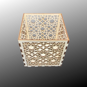 Lampion Drewniany ze Sklejki Dekor Pudełko wzór Świecznik 11cm