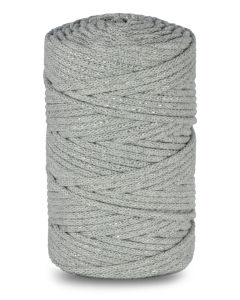 Sznurek bawełniany pleciony ze srebrną nicią 100m 3mm Szary