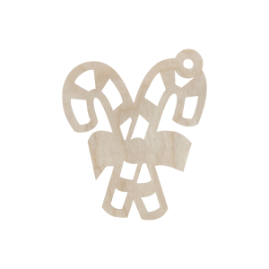 Drewniana Zawieszka na Choinkę Laska Cukrowa Decoupage Dekor ze Sklejki