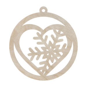 Drewniana Zawieszka Bombka Serce Śnieżynka Dekor ze Sklejki
