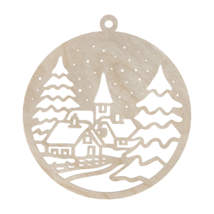 Drewniana Bombka Zawieszka na Choinkę Dom Domek Dekor Decoupage Świąteczny