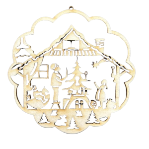 Drewniana Bombka Zawieszka Domek na Choinkę do Decoupage ze Sklejki