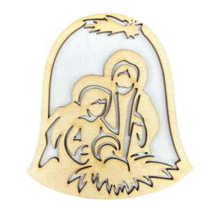 Drewniana Stajenka Święta Rodzina Ozdobny Dekor Decoupage Zawieszka