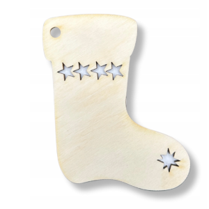 Drewniany but bucik zawieszka na choinkę ze sklejki decoupage ozdoba