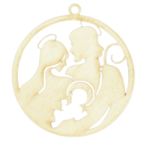 Dekor Drewniana Zawieszka Bombka Święta Rodzina ze Sklejki