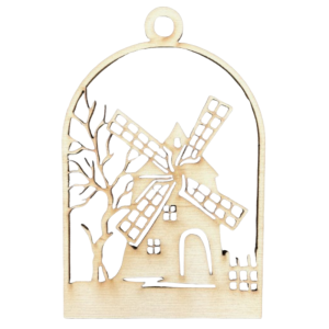 Drewniana Zawieszka Dekor ze Sklejki Ozdoba do Decoupage Wiatrak Młyn