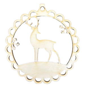 Drewniana Zawieszka Bombka Świąteczna Decoupage motyw Jeleń