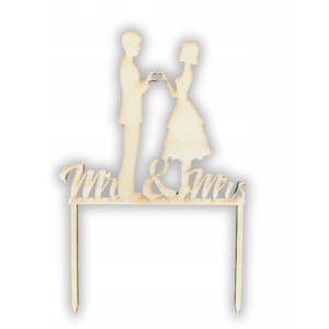 Topper Weselny motyw Młoda Para Decoupage Dekor ze Sklejki